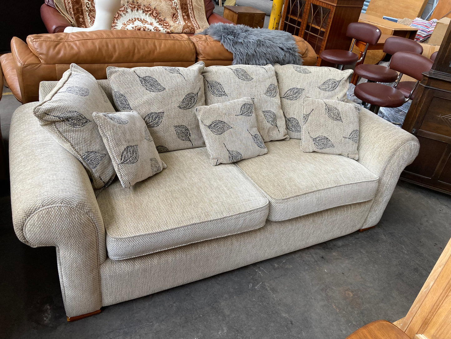 3 seater high quality woven fabric sofa with reversible cushions