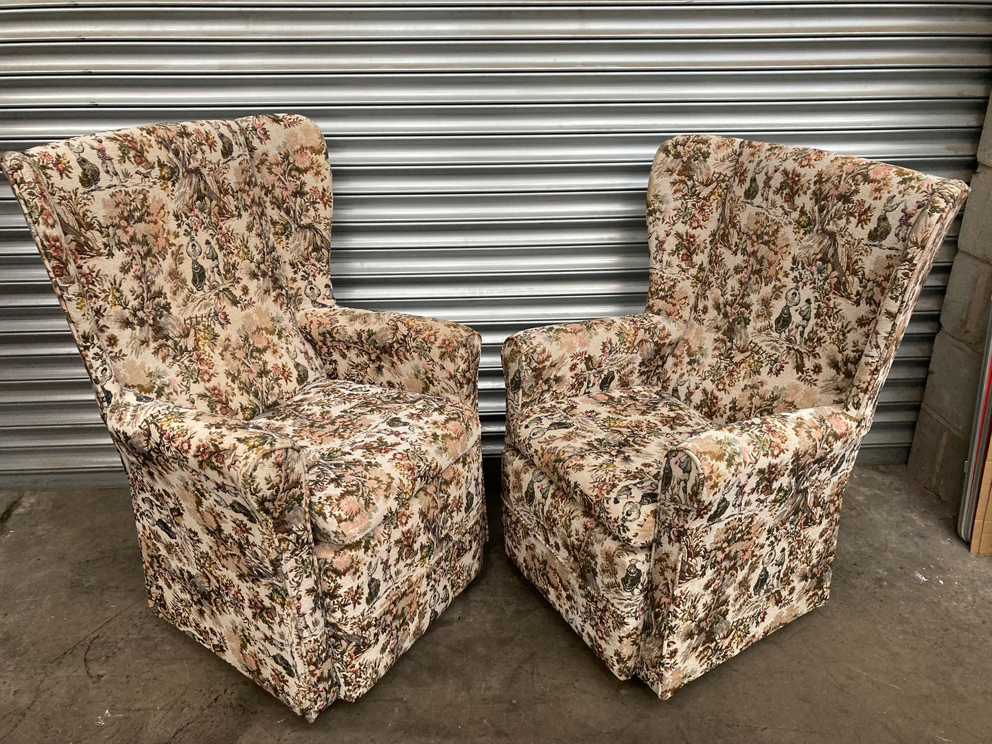 Matching pair of His & hers Vintage wingback armchair’s