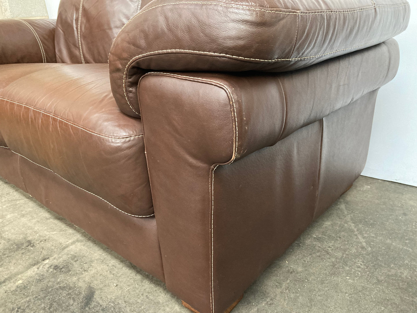 Brown leather 2 seater sofa