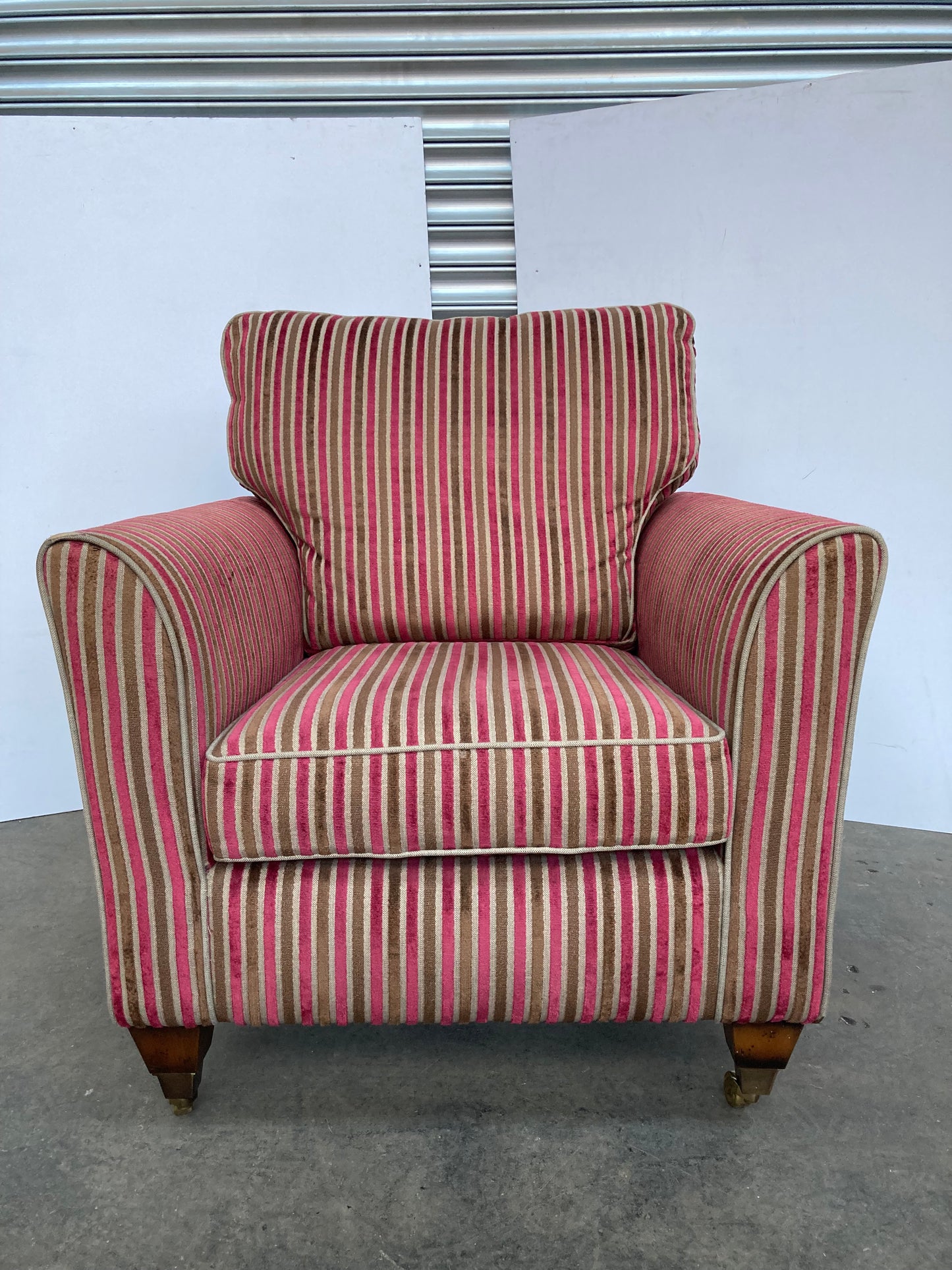 Alstons Courtney Accent chair in cranberry pinstripe