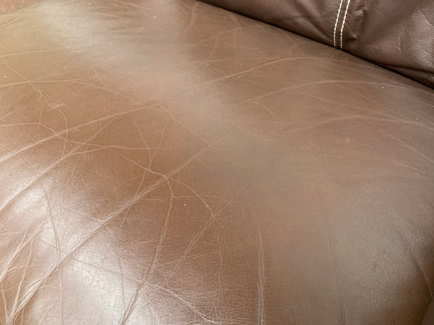 Brown leather 2 seater sofa