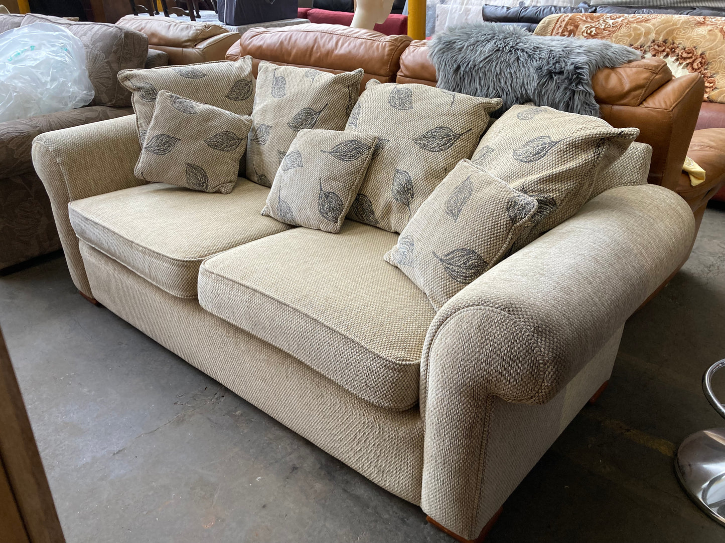 3 seater high quality woven fabric sofa with reversible cushions