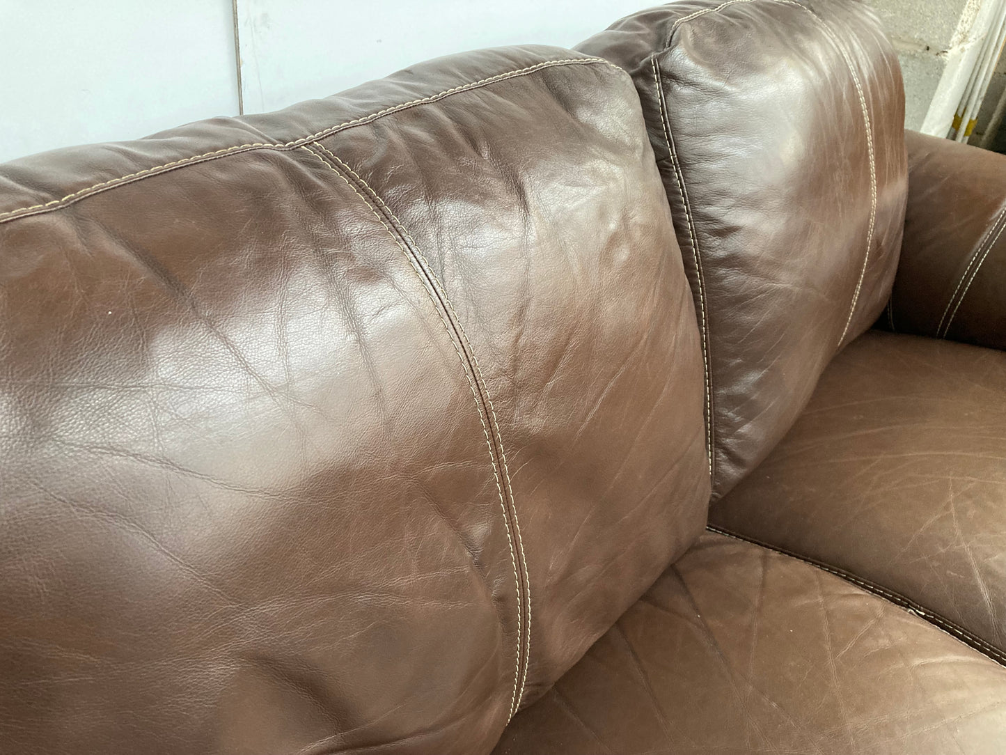 Brown leather 2 seater sofa