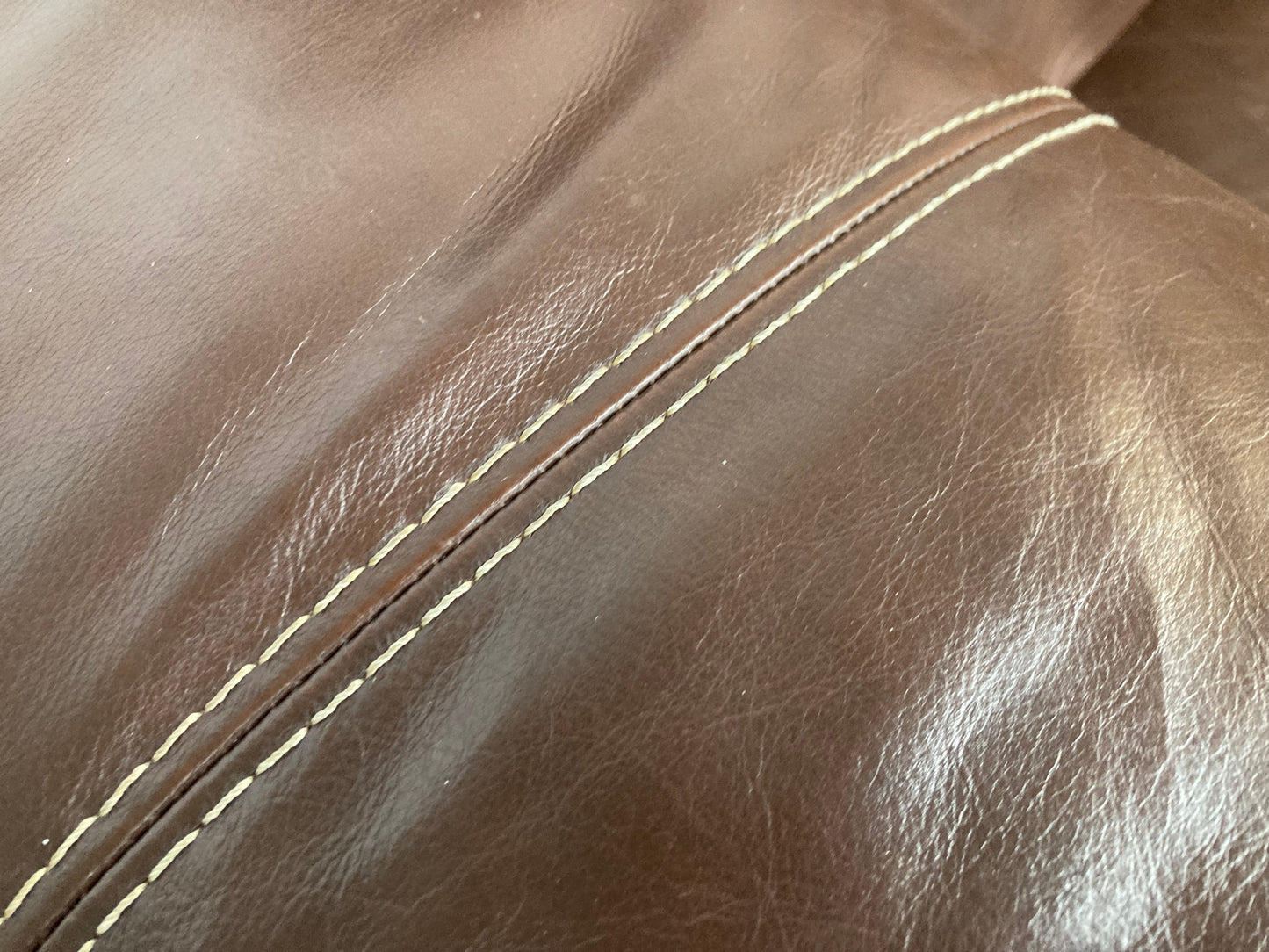 Brown leather 2 seater sofa