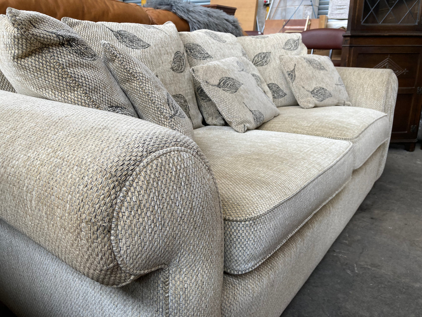 3 seater high quality woven fabric sofa with reversible cushions