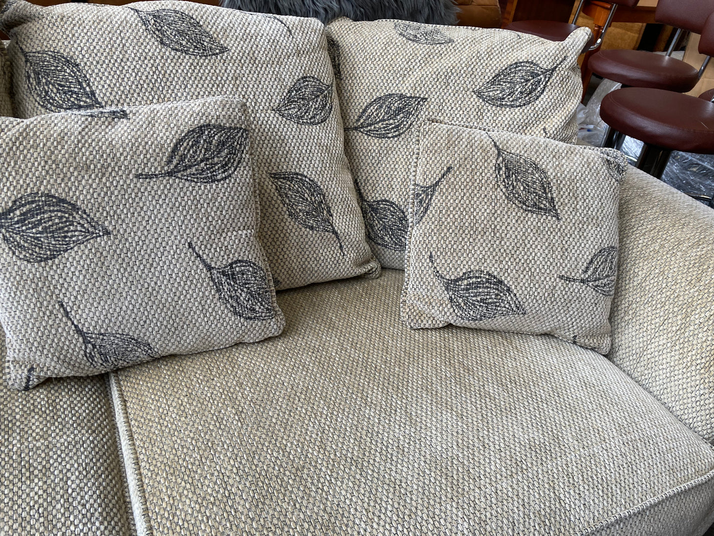 3 seater high quality woven fabric sofa with reversible cushions
