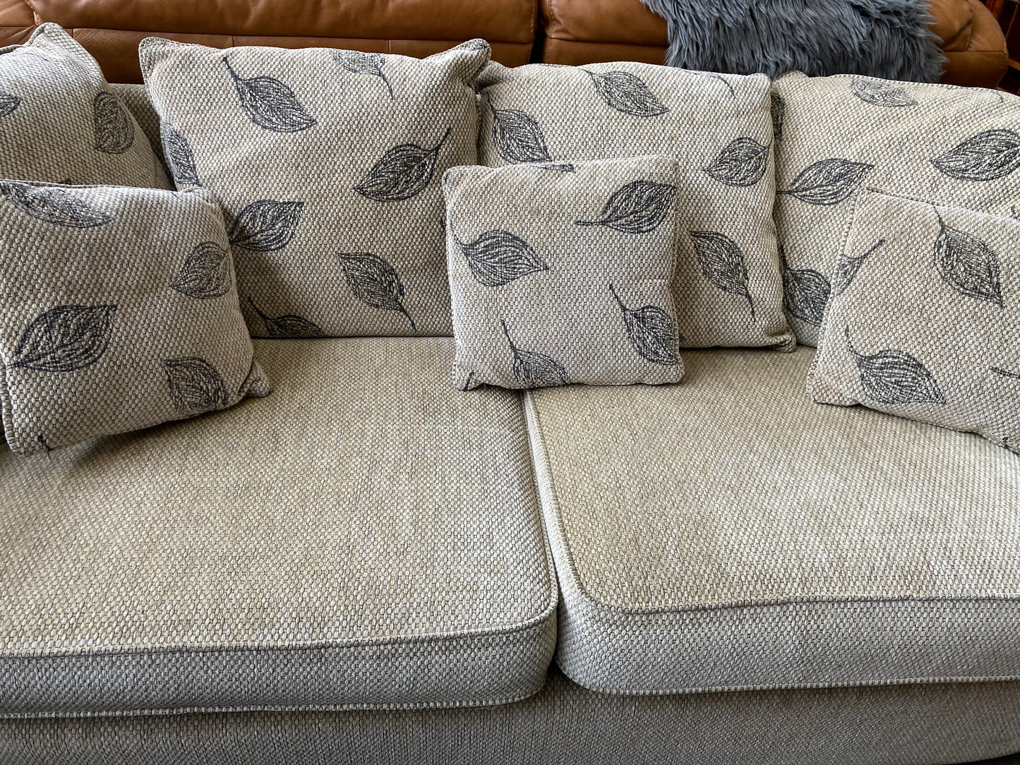3 seater high quality woven fabric sofa with reversible cushions