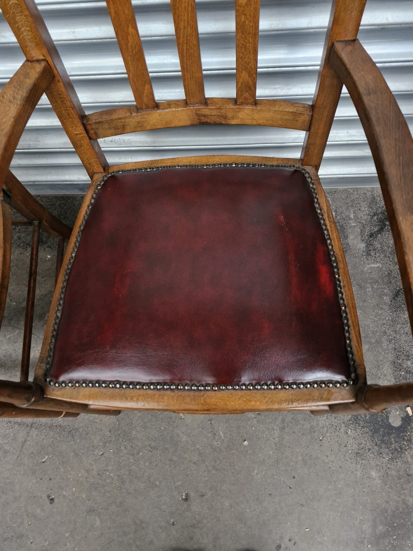 Pair of his and hers vintage leather seated studded carver chairs- high end quality - dining chairs