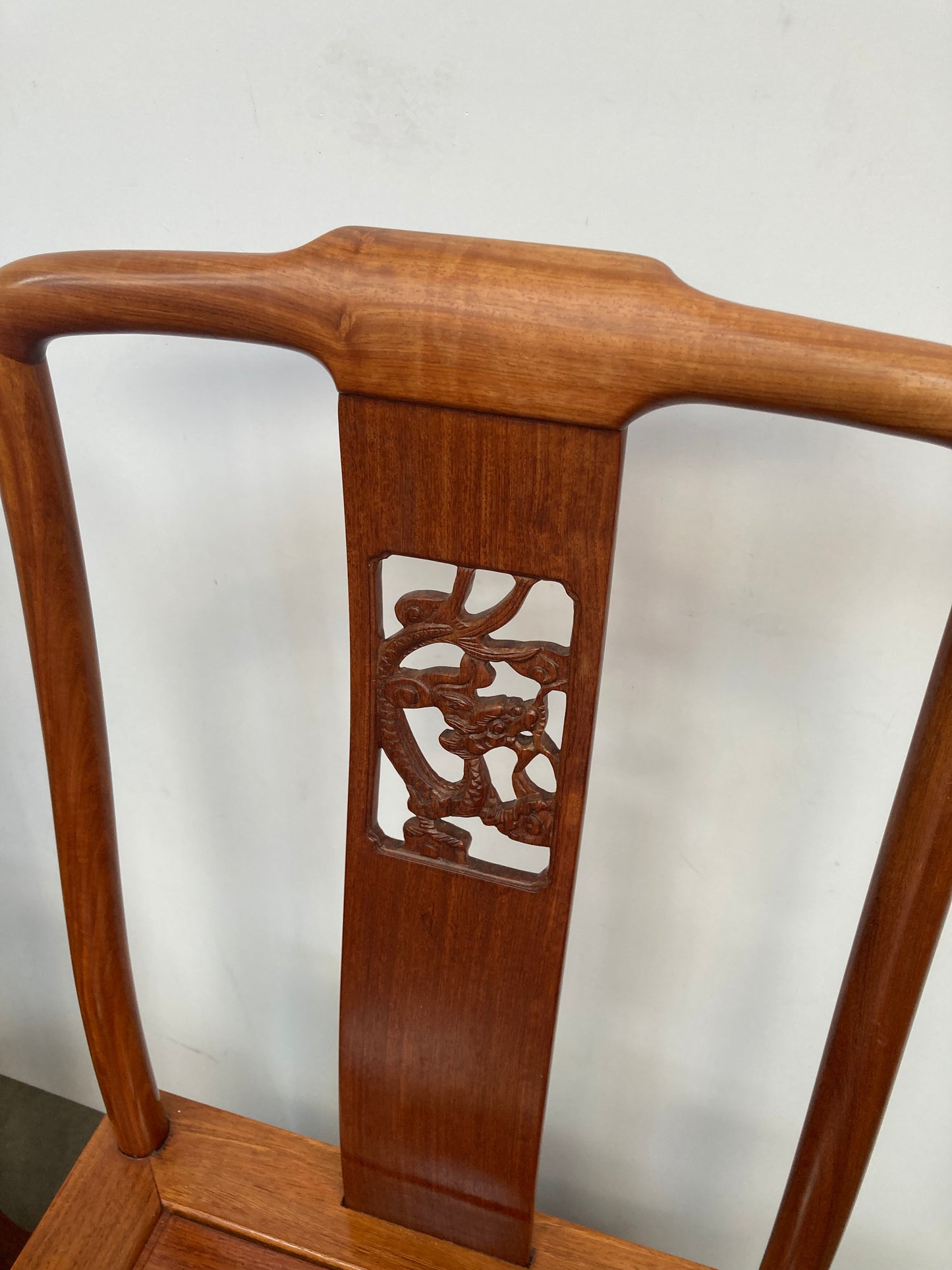 Stunning set of 8 Chinese rosewood dragon design dining chairs